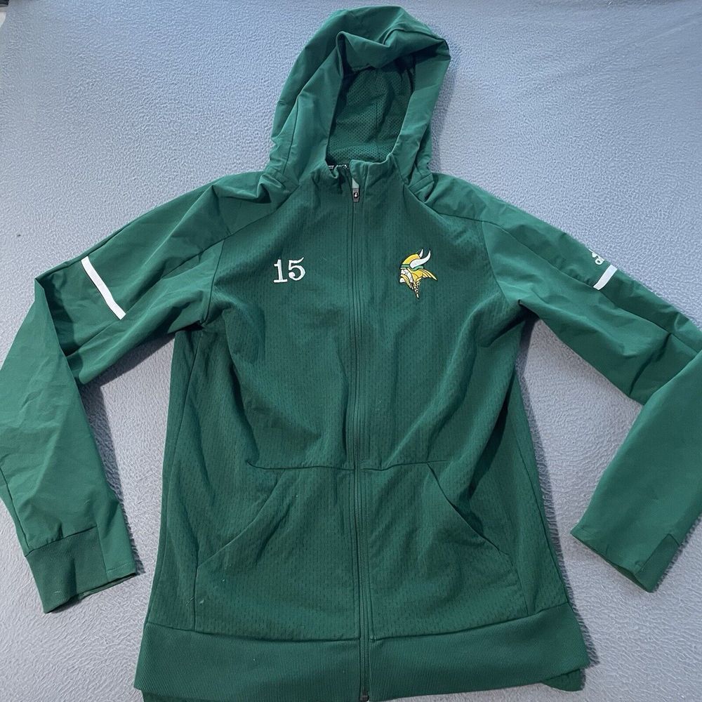 Adidas Windbreaker Mesh Jacket Medium Greenβ Viking Embroidered Training Hooded